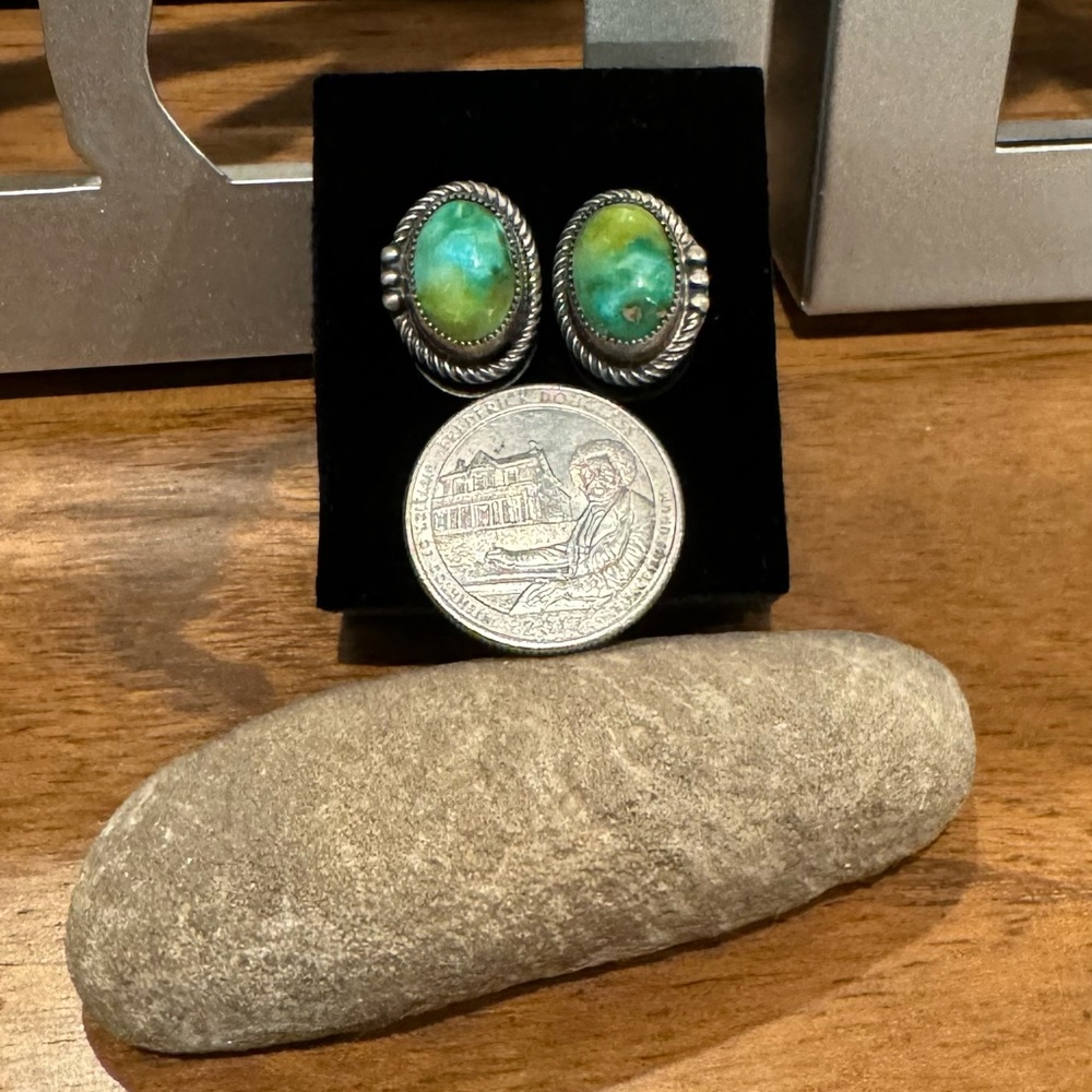 Sterling Silver Vintage Native American Turquoise Studs - High Quality